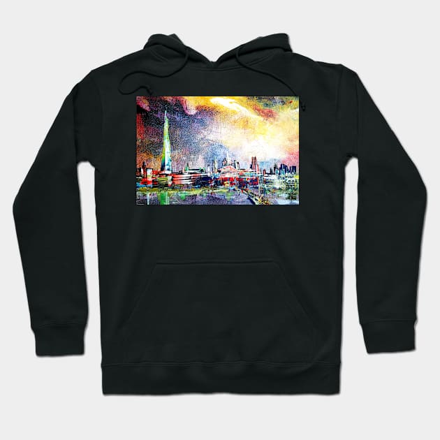 City London Skyline Millennium Footbridge Hoodie by artsale